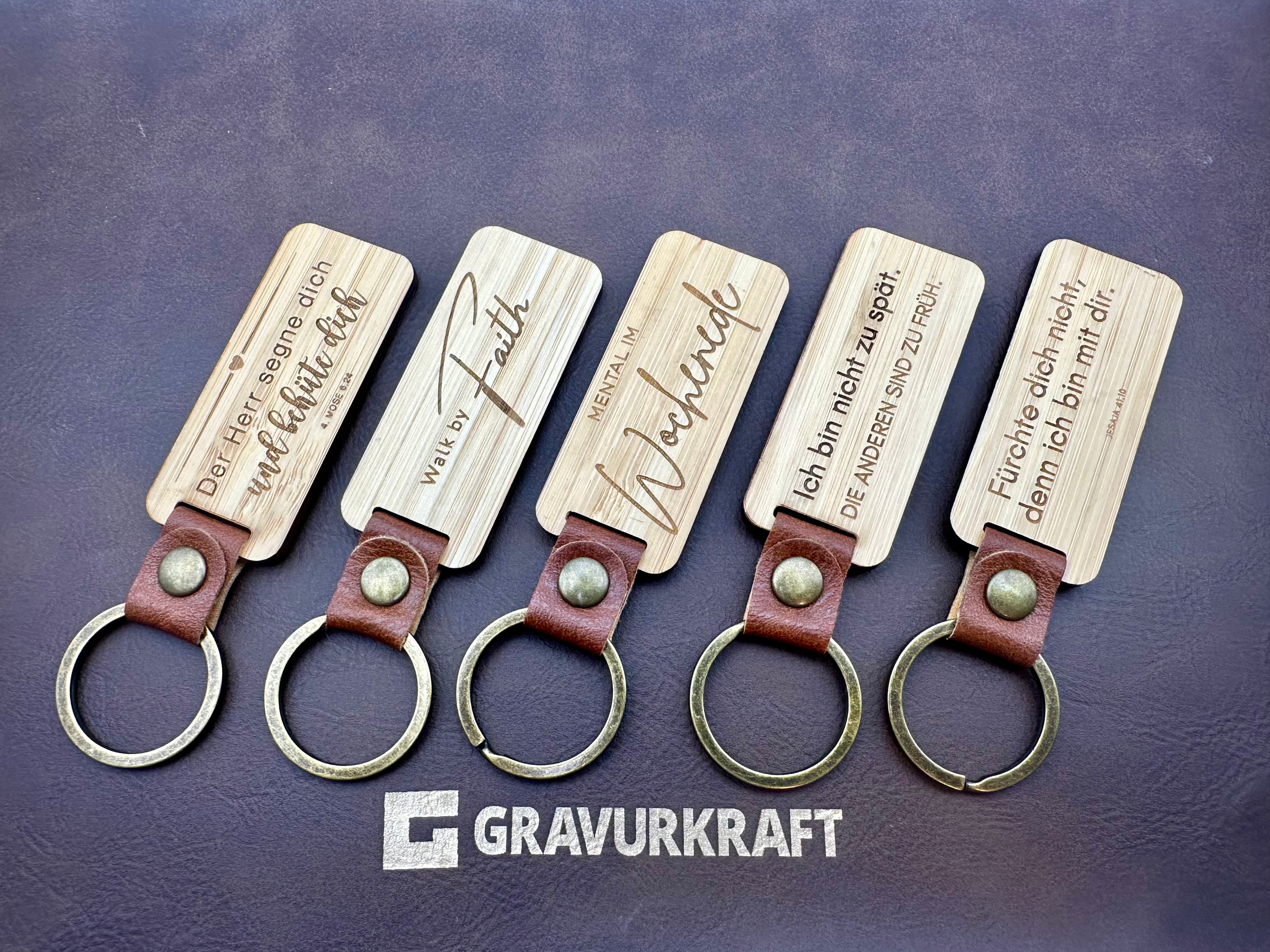 Bambus Schlüsselanhänger – Gravurkraft handgefertigtes personalisiertes Schild